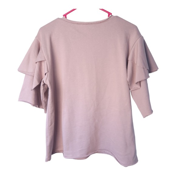 Mystree New Ruffle Sleeve Rose Floral Embroidered Blouse Feminine Flounce Small - Picture 2 of 6